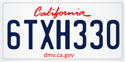 CA license plate 6TXH330