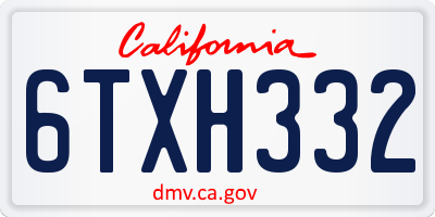 CA license plate 6TXH332