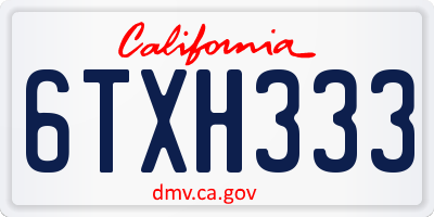 CA license plate 6TXH333