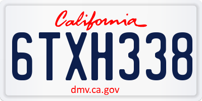 CA license plate 6TXH338