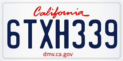 CA license plate 6TXH339