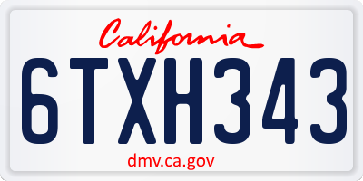 CA license plate 6TXH343
