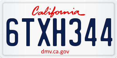 CA license plate 6TXH344