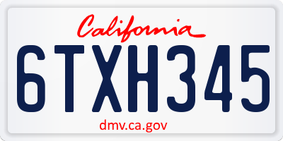 CA license plate 6TXH345