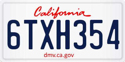 CA license plate 6TXH354