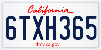 CA license plate 6TXH365