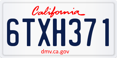 CA license plate 6TXH371