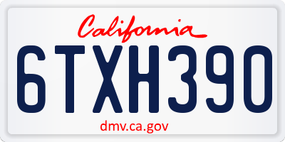CA license plate 6TXH390