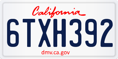 CA license plate 6TXH392