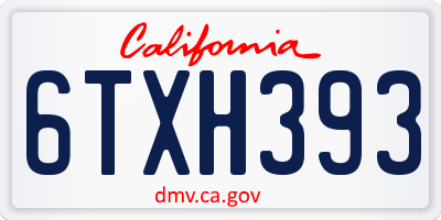 CA license plate 6TXH393