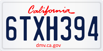 CA license plate 6TXH394