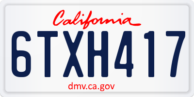 CA license plate 6TXH417