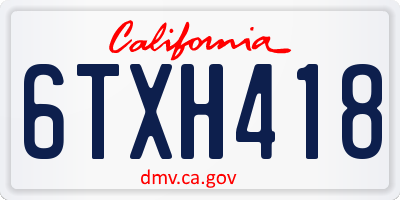 CA license plate 6TXH418