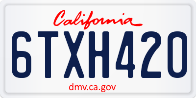 CA license plate 6TXH420