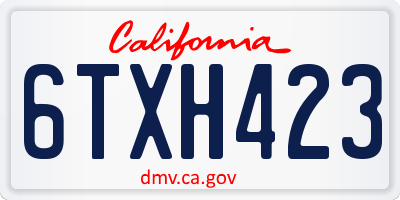 CA license plate 6TXH423
