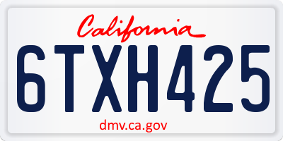 CA license plate 6TXH425