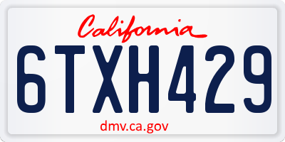 CA license plate 6TXH429