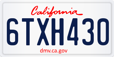 CA license plate 6TXH430
