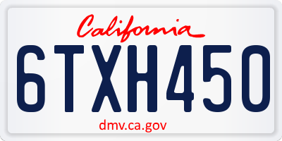 CA license plate 6TXH450
