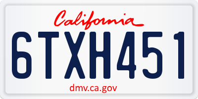 CA license plate 6TXH451