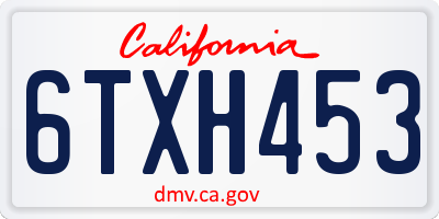 CA license plate 6TXH453