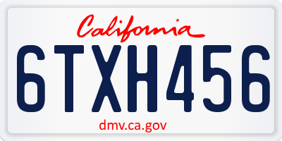 CA license plate 6TXH456