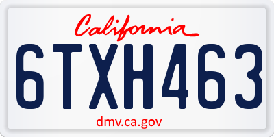 CA license plate 6TXH463
