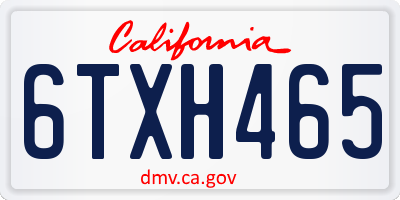 CA license plate 6TXH465