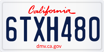 CA license plate 6TXH480