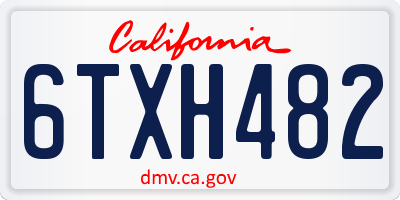 CA license plate 6TXH482