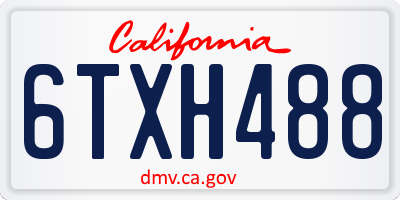 CA license plate 6TXH488