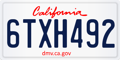 CA license plate 6TXH492