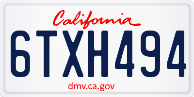 CA license plate 6TXH494