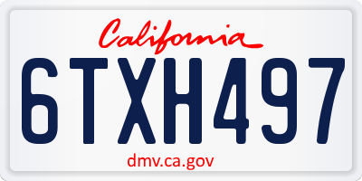CA license plate 6TXH497