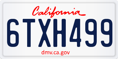CA license plate 6TXH499