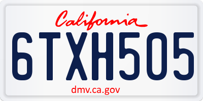 CA license plate 6TXH505