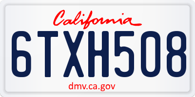 CA license plate 6TXH508