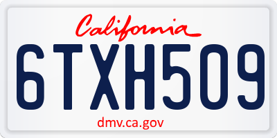 CA license plate 6TXH509