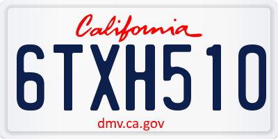 CA license plate 6TXH510