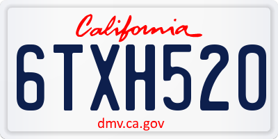 CA license plate 6TXH520