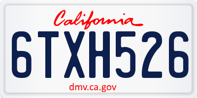 CA license plate 6TXH526