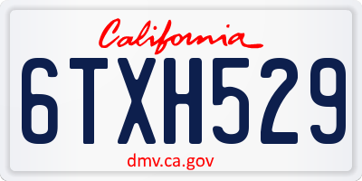 CA license plate 6TXH529