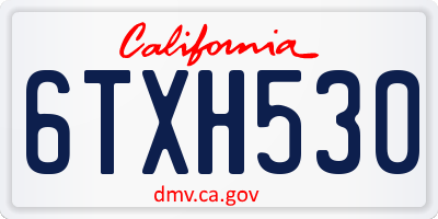 CA license plate 6TXH530