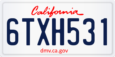 CA license plate 6TXH531