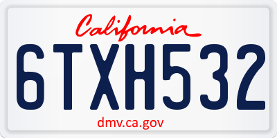 CA license plate 6TXH532