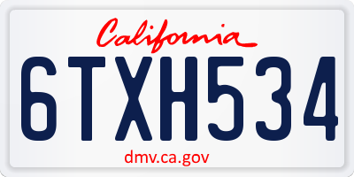 CA license plate 6TXH534