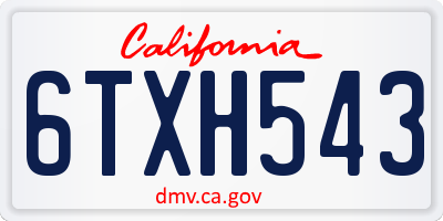 CA license plate 6TXH543