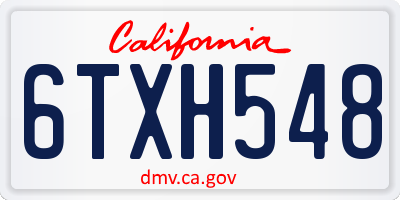 CA license plate 6TXH548