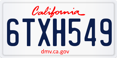 CA license plate 6TXH549