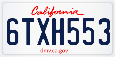 CA license plate 6TXH553